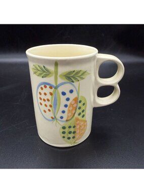 Vtg Sunnyvale L&M Japan Hand Painted Mug Fruit Apple Trigger Handle MCM Ceramic
